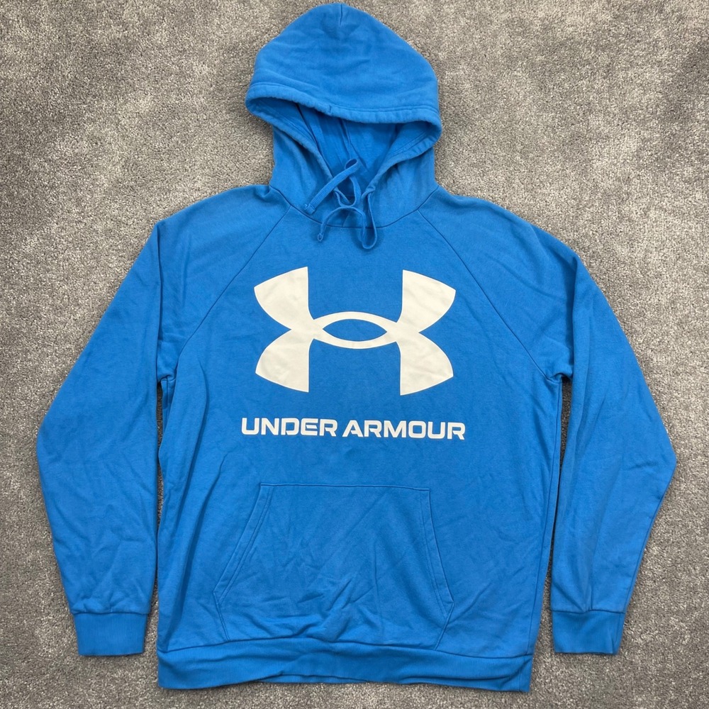 Under Armour Hoodie Mens XL Blue ColdGear Loose Fit Logo Pullover Sweatshirt